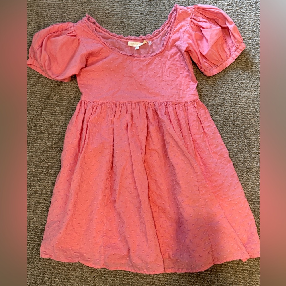Love Shack Fancy Pink Textured Women’s Mini Dress Sz 2 EUC